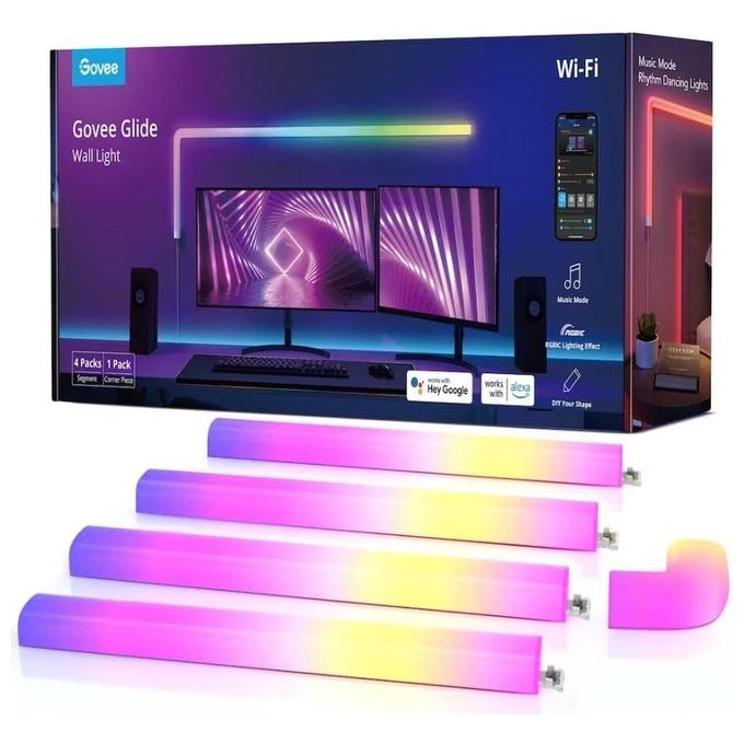 Govee B6062 Glide Wall Light Lampada a Parete Intelligente RGBIC 36W Wi-Fi Bluetooth Alexa Google Siri colore Bianco