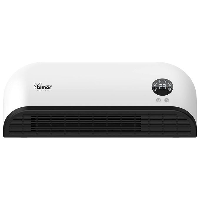 Bimar HP093 Termoventilatore PTC a Parete Ceramica 2000 W 2 Livelli Telecomando Timer 12h IP22 colore Bianco