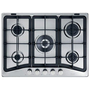 DeLonghi IF57PRON Piano Cottura a Gas 5 Fuochi Griglie in Ghisa 1 Bruciatore Tripla Corona 70 cm Acciaio Inox