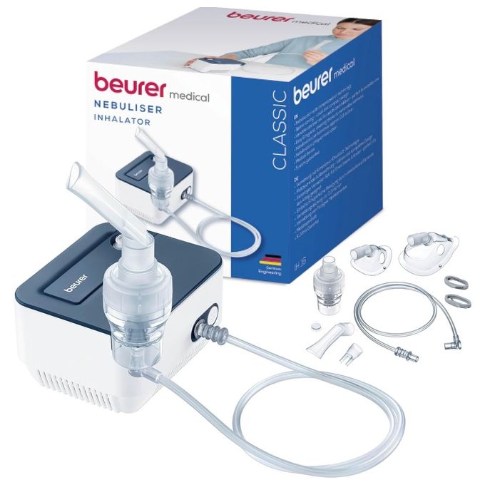 Beurer IH 16 - Aerosol a pistone velocita' di nebulizzazione 03 ml-min ampolla a capacita' standard accessori inclusi rumorosita' contenuta uso familiare (adulto e pediatrico) alimentazione a rete colore Bianco