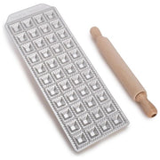 Imperia 3300 Raviolamp Stampo per Ravioli 44 Raviolini da Brodo in Alluminio con Rullo in Legno