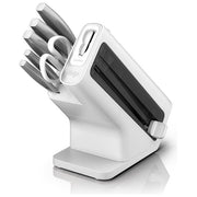 Ninja K62006EUWH Set di Coltelli 6 pezzi in Acciaio Inox con Ceppo e Affilacoltelli Integrato colore Bianco