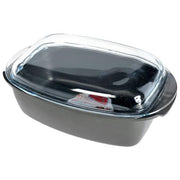 Antik Ars 6650840 Grand Chef Casseruola Rettangolare in Alluminio Pressofuso con Coperchio Pyrex 6 L Adatta a Tutte le Fonti di Calore incluso Induzione colore Antracite