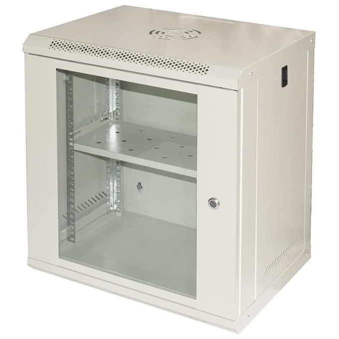 LINK LK1912UL serie Light Armadio rack 19'' 12U con porta in vetro temprato chiusura a chiave ripiano incluso carico massimo 30 Kg colore grigio