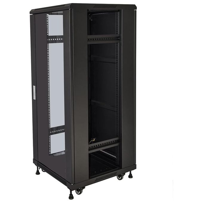 Link LK1922U66NFP Armadio Rack per Reti 19'' 22U da Terra 600x600x116,6 cm Porta Vetro Disassemblato colore Nero