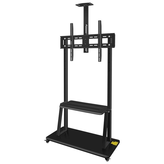 Link LKBR65 Supporto TV da Terra Grande Formato 42'' 100'' VESA 300x600 900x600 120 Kg Altezza 2320 mm Ripiano Ruote Bloccabili colore Nero
