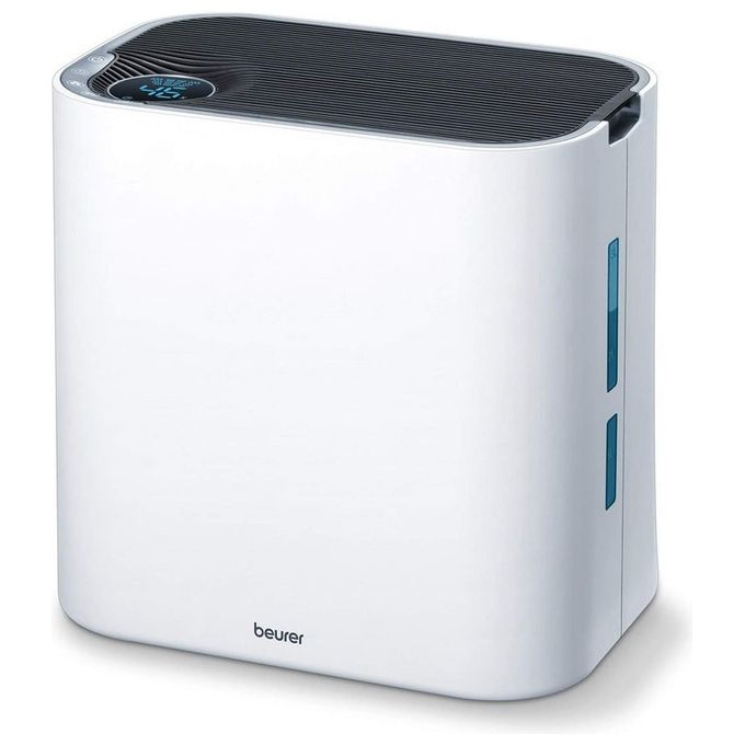 Beurer LR 330 - Purificatore d'aria per ambienti fino a 35 m², tecnologia 3‑strati (prefiltro + HEPA + carbone attivo), silenziosita' 20-50 dB, funzioni principali: umidificatore integrato 4,6 L, timer, modalita' automatica e notturna, Colore Bianco