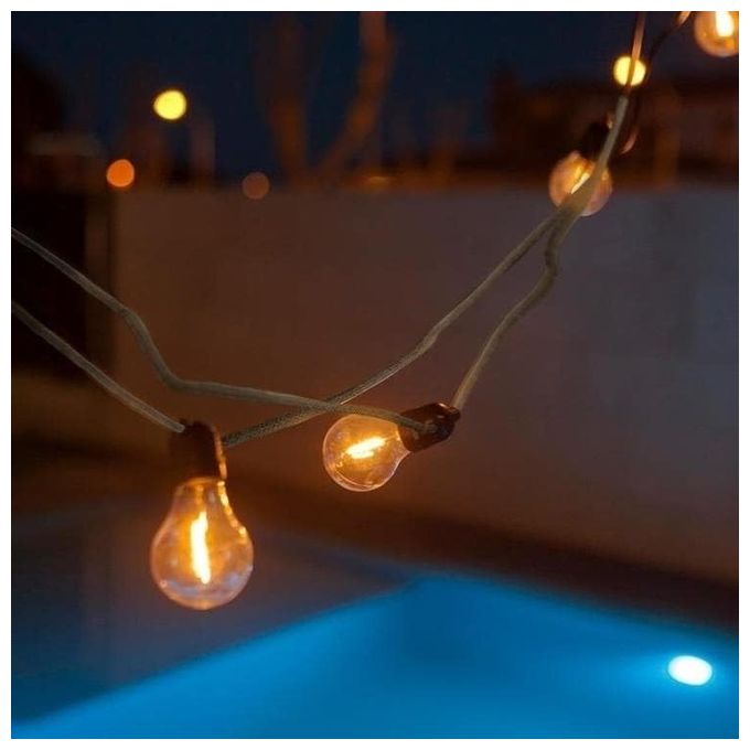 NewGarden LUMGASXXOCNW ALLEGRA Ghirlanda Luminosa LED 10 Luci 8 m IP44 E27 Bianco Caldo colore Beige
