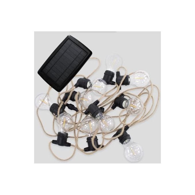 New Garden NEWGARDEN New Garden Allegra Guirlanda Luminosa Solare Ricaricabile 10 Luci LED Bianco Caldo 8 m Materiale Juta colore Juta