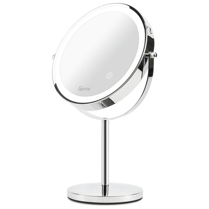 Girmi BE0200 BE02 Specchio per trucco con luce LED 1x 3x illuminazione a 3 colori rotazione 360° touchscreen USB ricaricabile colore Bianco