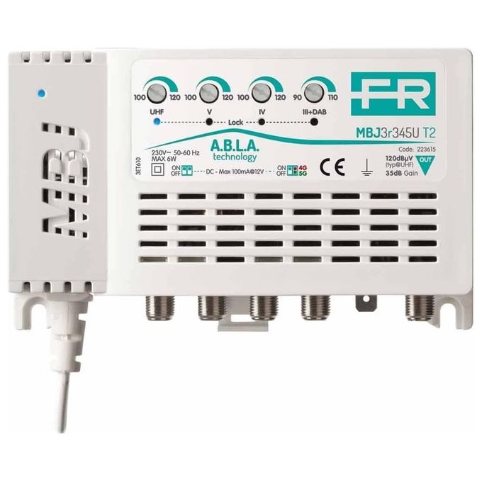 FRACARRO 223621 MBJ3R3U Amplificatore Multibanda 2 Ingressi T2 con Filtro 5G Integrato colore Nero