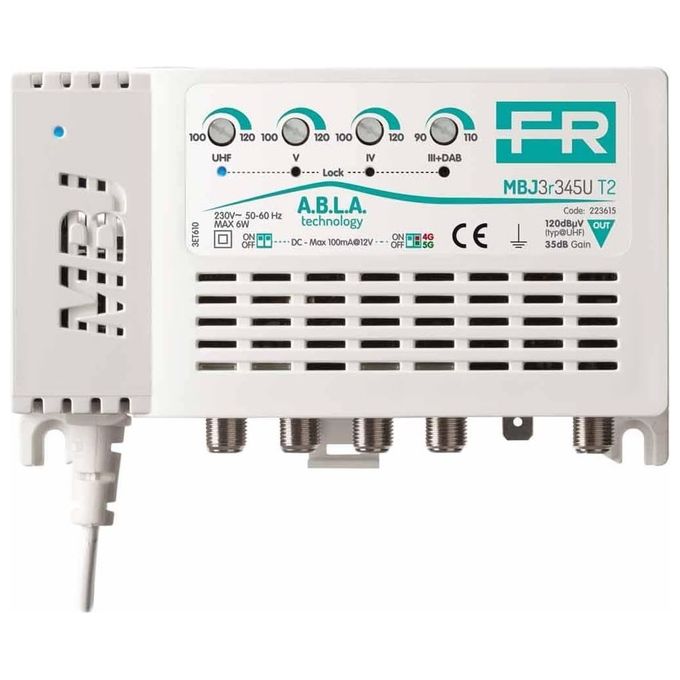 Fracarro 223616 MBJ3R3UU Centralino TV a 3 Ingressi Autoalimentato con Filtri Integrati LTE 4G-5G e Tecnologia T2 colore Nero