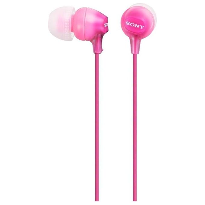 Sony MDR-EX15LP Cuffie intrauricolari leggere con driver 8 Hz-22 kHz da 9 mm, auricolari in silicone e jack 3,5mm Rosa