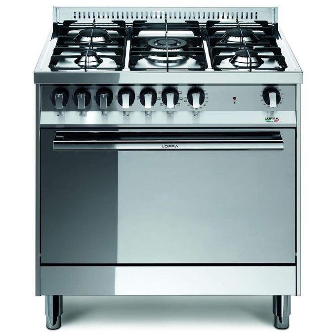 Lofra MG86GV-C Cucina a Gas 5 Fuochi 80 cm Forno Gas Ventilato 95 L Grill Elettrico Classe A (90x80x60 cm) colore Acciaio Inox