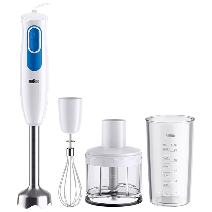 Braun MQ20236MWH MultiQuick 2 Frullatore a Immersione 600W 2 velocita' EasyTwist tritatutto 500 ml colore Bianco