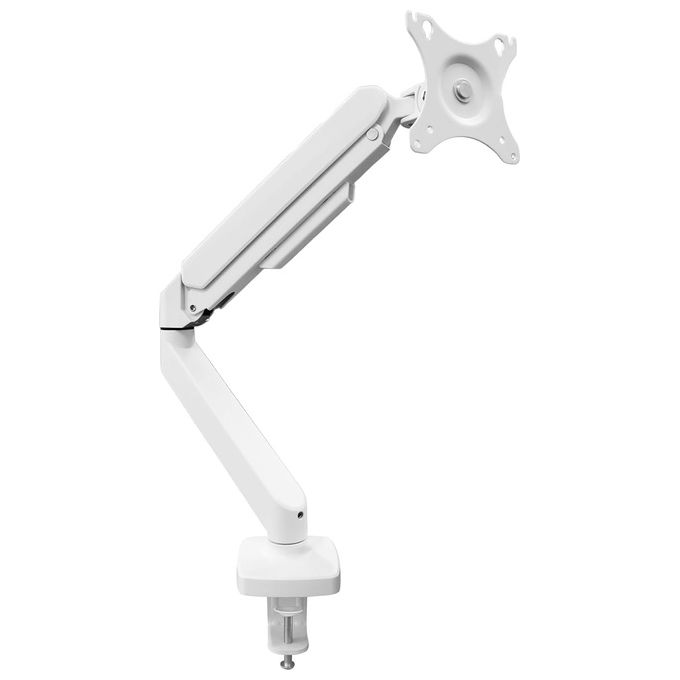Atlantis P022-MA10-C012 Geko Braccio per Monitor singolo 13'' 30'' Gas Lift VESA 75x75 100x100 9Kg Rotazione 360° Inclinazione 45° colore Bianco