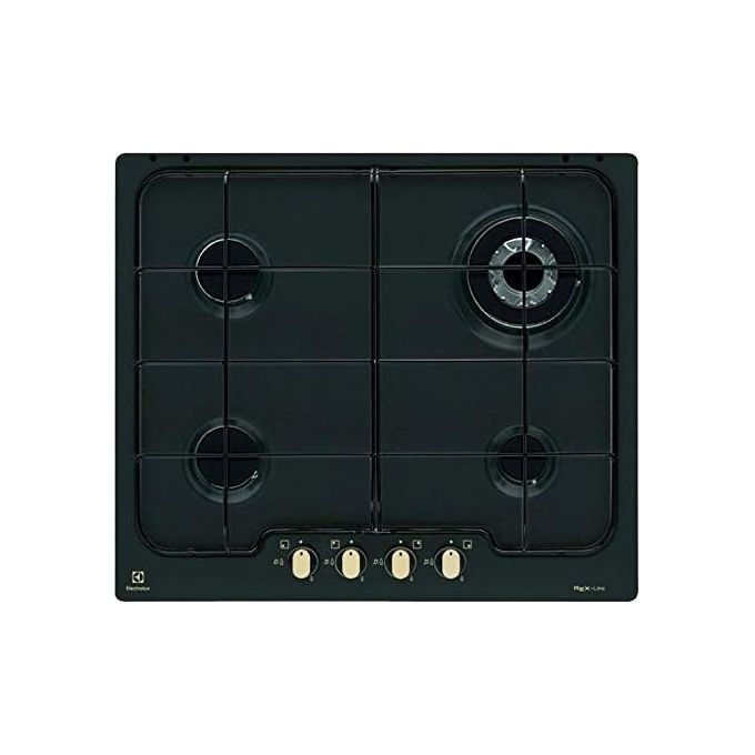 Electrolux PN640RUV Rustico Soft Piano cottura a gas 60 cm 4 fuochi bruciatore tripla corona Wok 4000 W Sicurgas colore Nero Ghisa