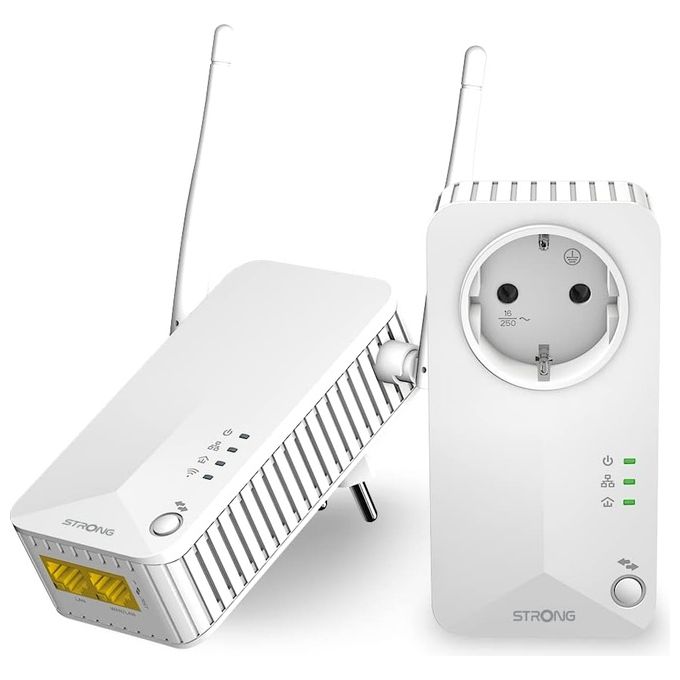 Strong POWERLWF600DUOEU Powerline 600 Duo Kit Adattatore Powerline Wi-Fi 600 Mbit-s HomePlug AV 2.4 GHz 300 m colore Bianco
