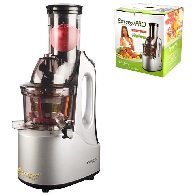 SIQUR SALUTE 67980 Estraggo PRO Estrattore a Freddo Frutta e Verdura 240W 60 Giri-Min BPA-Free Acciaio Temprato colore Argento