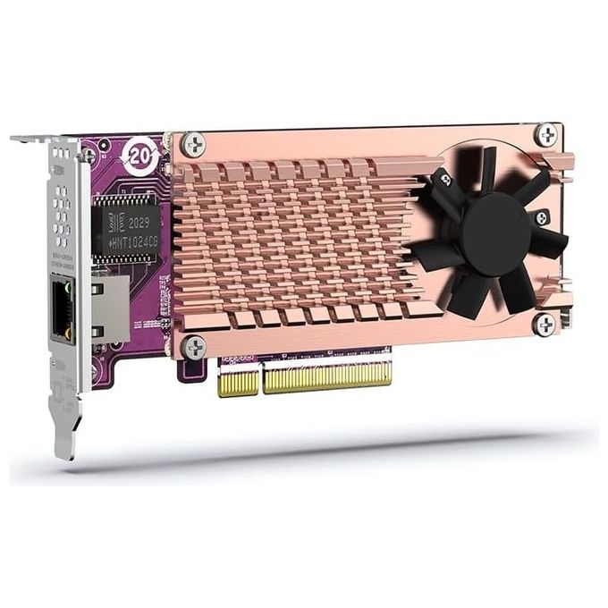 Qnap QM2-2P10G1TB Scheda di Espansione PCIe Gen3 x8 2 Slot M.2 2280 NVMe 1 Porta 10GbE NBASE-T RJ45 colore Argento