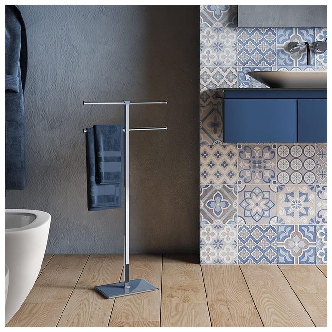Gedy RA316500000 Rainbow Piantana Porta Asciugamani Acciaio Inox Resine Termoplastiche colore Blu Petrolio