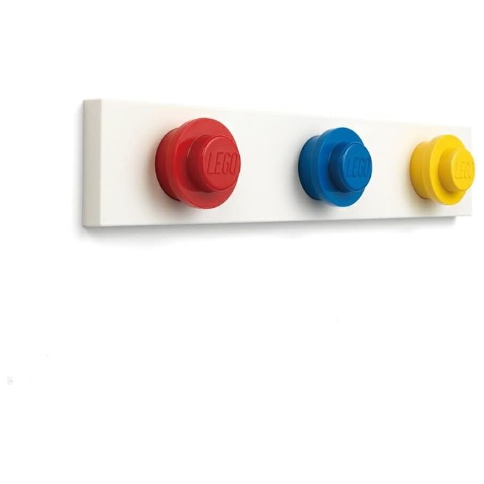 Room Copenhagen 41110001 LEGO Appendiabiti a Muro 3 Ganci Polipropilene carico max 10 Kg colore Rosso Blu Giallo