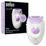 Braun SE3-000 Silk-épil 3 Epilatore 20 Pinzette Tecnologia MicroGrip 2 Velocita' Luce Integrata Rulli Massaggianti colore Viola Bianco