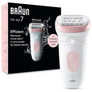Braun SE7-000 Silk-Épil 7 Epilatore Elettrico Wet Dry 40 Pinzette MicroGrip 2 Velocita' Autonomia 40 min colore Bianco Rosa