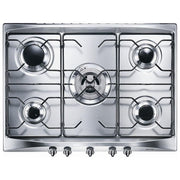 Smeg piano cottura se706sx3 70cm inox 5 fuochi manopole silver largo 70cm inox