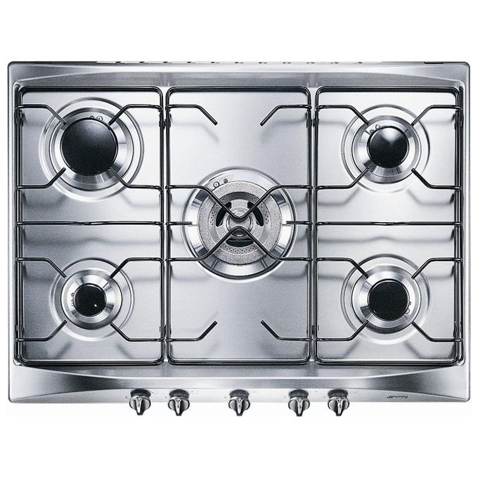 Smeg piano cottura se706sx3 70cm inox 5 fuochi manopole silver largo 70cm inox