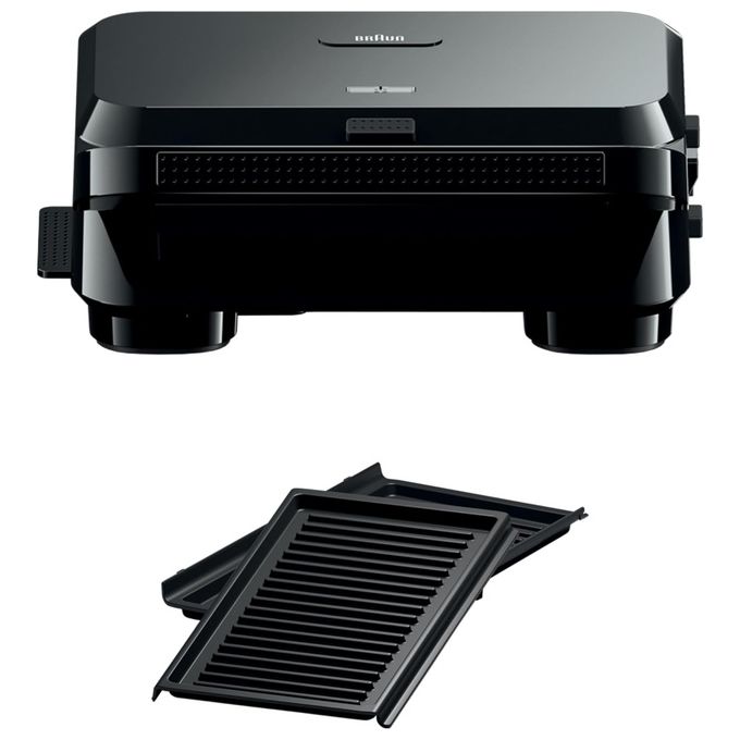 Braun SM5001 SnackMaker 5 Sandwich Maker Piastre Grill Rimovibili Antiaderenti 800W colore Nero