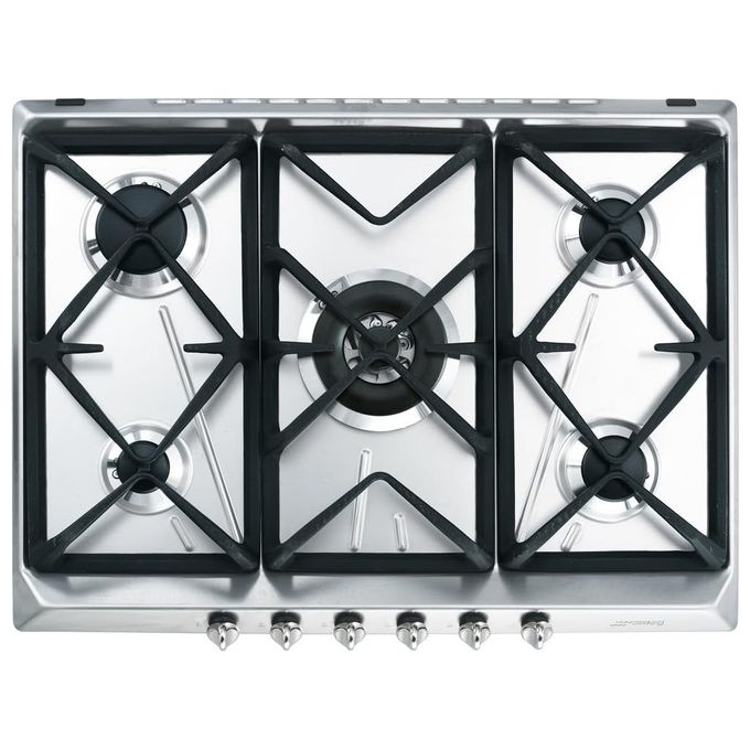 Smeg SRV576GH5 Piano cottura a Gas Incasso 70 cm 5 Fuochi Griglie in Ghisa Accensione Elettronica colore Inox