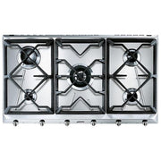 Smeg SRV596GH5 Estetica Contemporanea Piano Cottura a Gas 5 Fuochi Griglie in Ghisa 90 cm Acciaio Inox