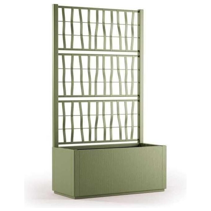 Stefanplast Fioriera Ethica Rettangolare 80cm con SPalliera, Verde Oliva
