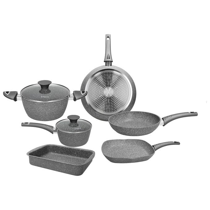 Tognana WR79108PROQ Pure Roq Batteria di Pentole e Padelle in Alluminio Forgiato con Rivestimento Antiaderente a 4 Strati e Adatto a Tutti i Piani di Cottura incluso Induzione colore Grigio