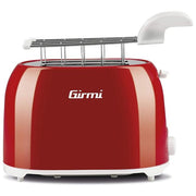 Girmi TP10 Tostapane Pinze Inox 7 Livelli di Cottura Raccogli Briciole Spegnimento Automatico 750W Rosso