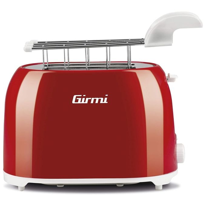 Girmi TP10 Tostapane Pinze Inox 7 Livelli di Cottura Raccogli Briciole Spegnimento Automatico 750W Rosso