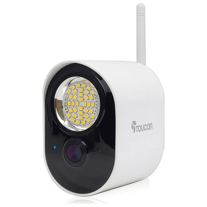 Toucan TSLC10WU-ML Telecamera IP con Faro di Sicurezza Rilevamento Radar 1080p Full HD 1200 lumen 110 dB IP56 Wi-Fi colore Bianco
