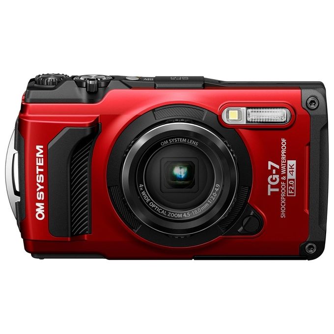 OM SYSTEM V110030RU000 Tough TG-7 Fotocamera Compatta Rugged 12MP f-2.0 Zoom 4x Video 4K Impermeabile 15m GPS Wi-Fi colore Rosso