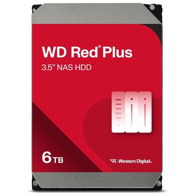 WD WD60EFPX Red Plus Hard Disk Interno NAS 3.5'' 6 TB SATA III 5400 rpm Cache 256 MB CMR