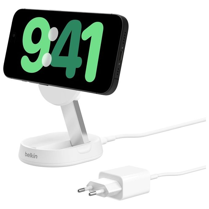 Belkin WIA008VFWH BoostCharge Pro Supporto Ricarica Wireless QI2 15W con Alimentatore e Cavo USB Type C 1,5 m colore Bianco