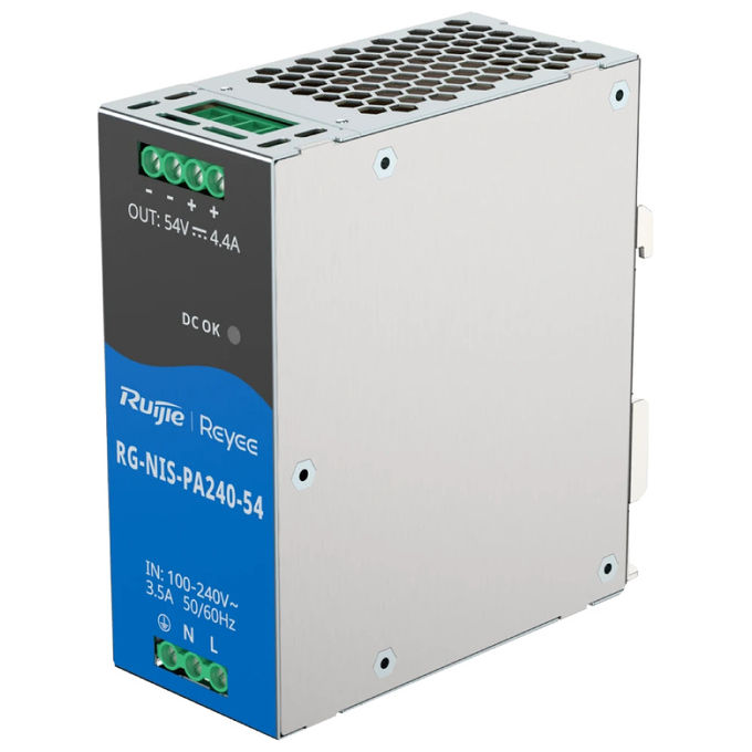 Ruijie Networks RG-NIS-PA240-54 Alimentatore Industriale 240 W 100-240 V AC 56 V DC Montaggio su Guida DIN colore Bianco