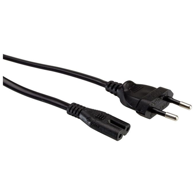 Value 19992092 Cavo di Alimentazione Spina Euro CEE 7-16 Connettore IEC320 C7 2 Poli 2,5A 250V 3m colore Nero