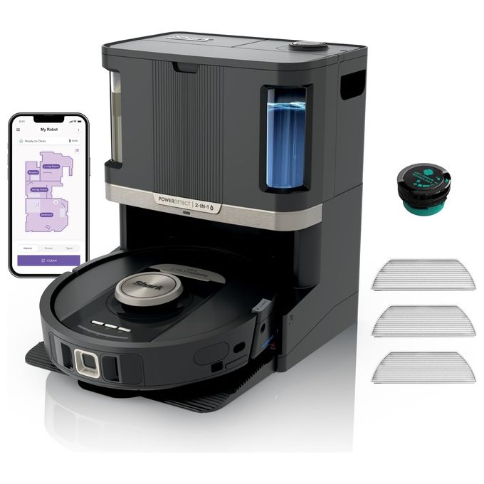 Shark RV2800ZEEU PowerDetect NeverTouch Pro Robot Aspirapolvere e Lavapavimenti 2 in 1 Navigazione 3D LiDAR Autonomia 100 min Wi-Fi-App colore Nero