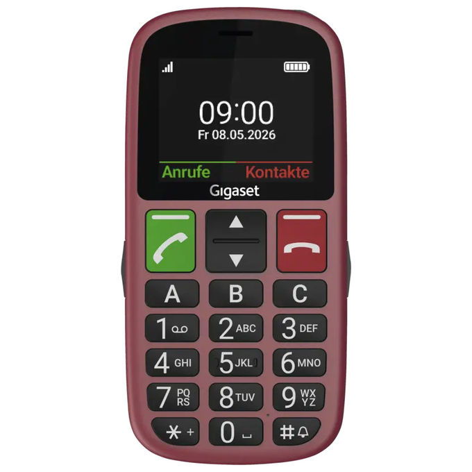 Gigaset S30853-H1254-R103 GL30 Telefono per anziani Display 2.2'' Risoluzione 220 x 176 Pixel Bluetooth 5.0 Batteria 1400 mAh Tasti Grandi Torcia FM colore Rosso