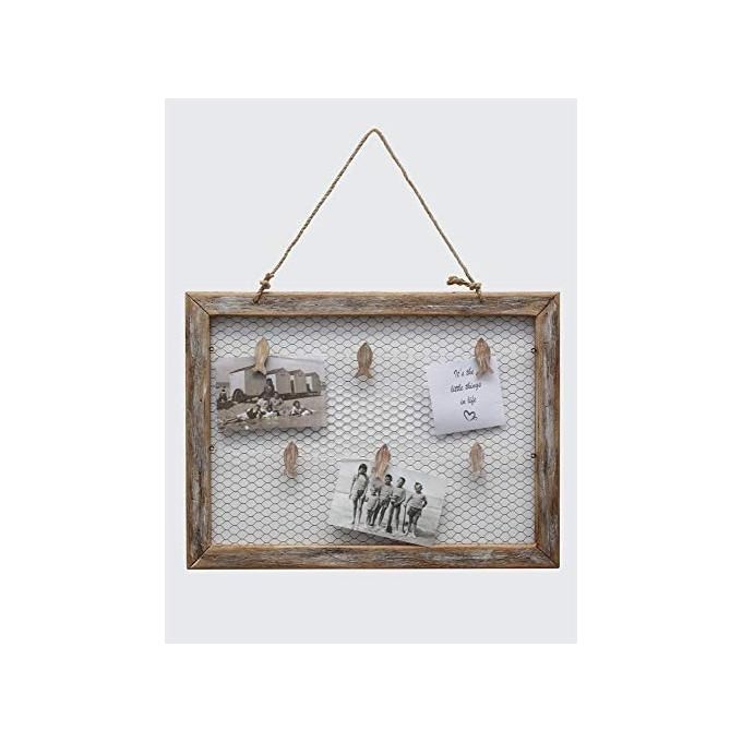 Deknudt S67TV1E Cornice per Fotografie da Parete in Legno alla Deriva con Rete Metallica e Morsetti a Forma di Pesce colore Naturale
