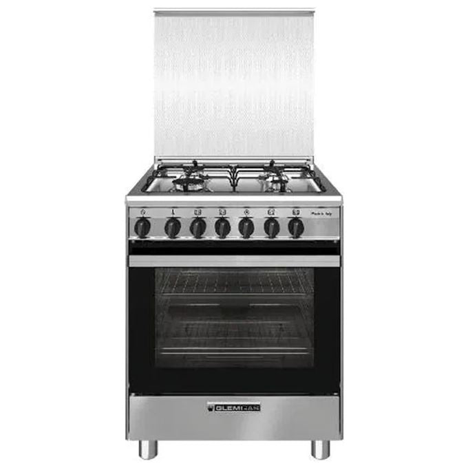 Glem Gas SA66IX Cucina a gas 60x60 cm 4 fuochi forno elettrico ventilato multifunzione 9 programmi 67 L Classe A colore Inox