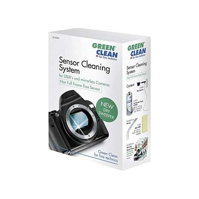 Green Clean SC-6200 Kit professionale per sensori formato ridotto Dry Sweeper per fotocamere DSLR e mirrorless con sensori APS-C e Micro 4-3 colore Nero