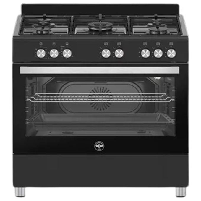 La Germania SE965GNE-24 Futura Cucina a gas 5 fuochi forno a gas ventilato 94 L doppia corona (85x90x60 cm) colore Nero
