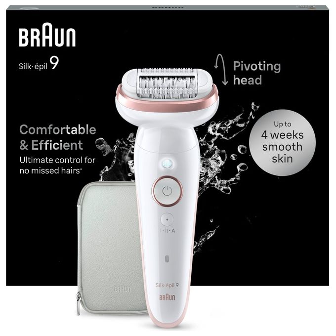 Braun SES9000 Silk-épil 9 Epilatore Wet Dry 40 Pinzette MicroGrip colore Bianco Oro